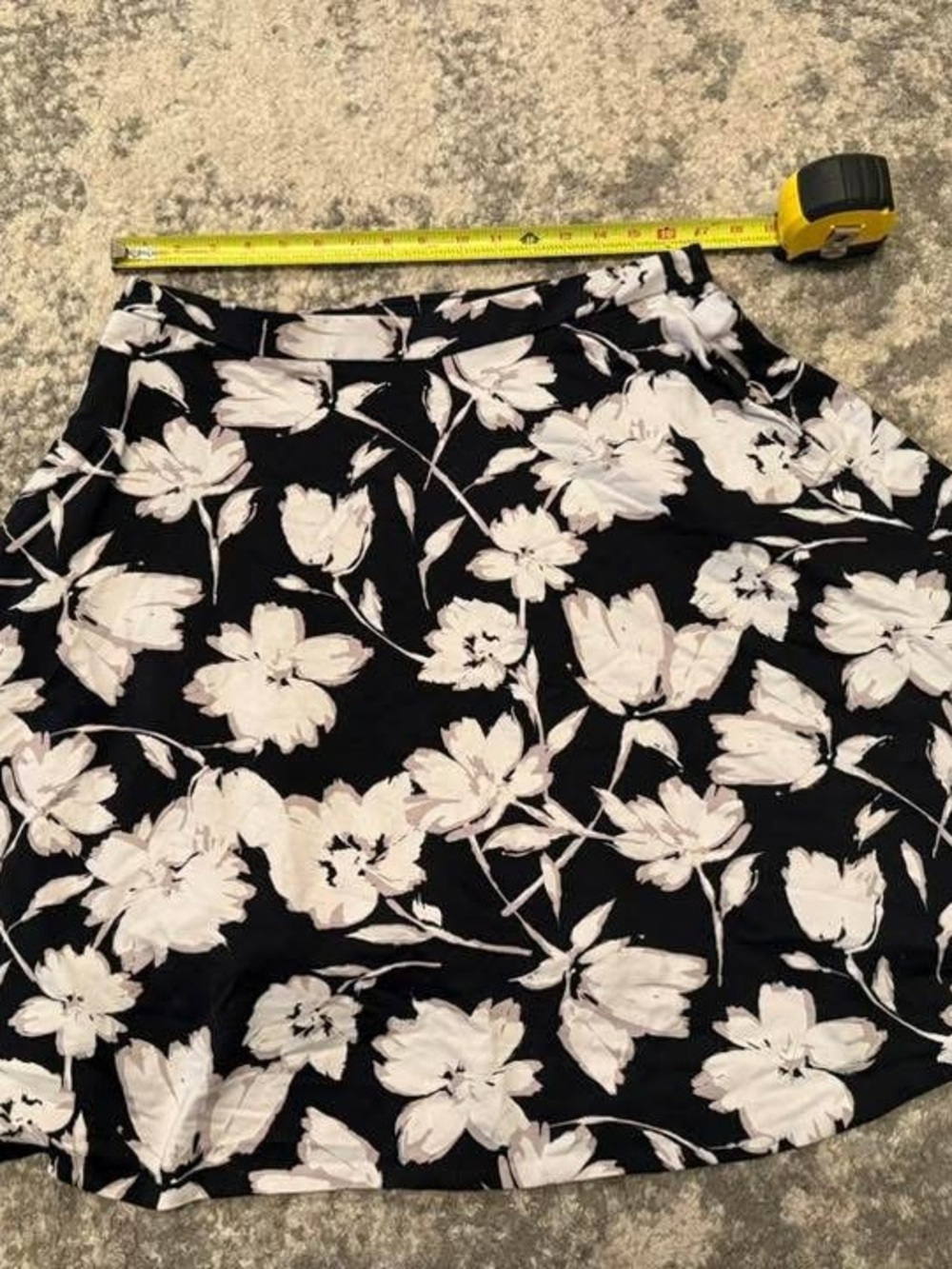 Adrienne Vittadini Black skirt with white floral print